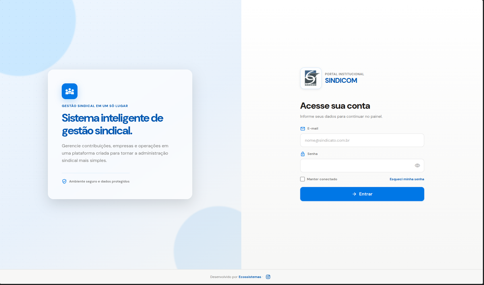 EcoSindi - Dashboard de gestão